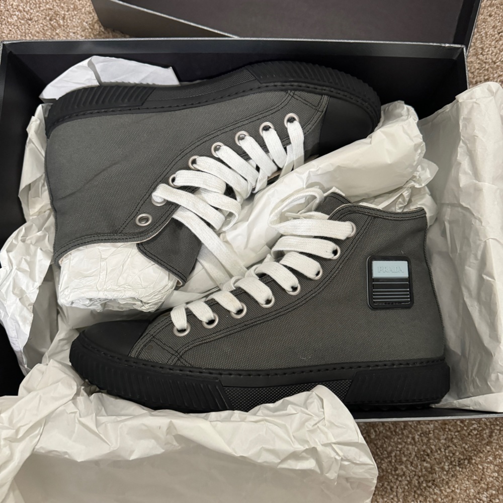 Prada Sport Canvas High Top Sneakers Logo